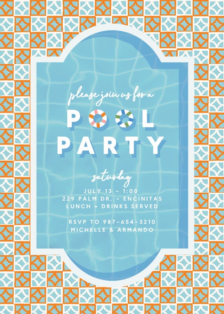 Retro tiles - party invitation