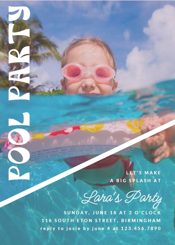 Sunny pool - party invitation