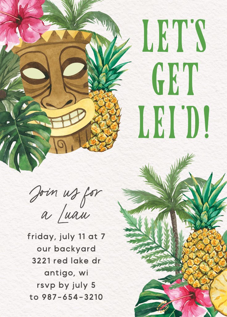 Tropical hibiscus - party invitation