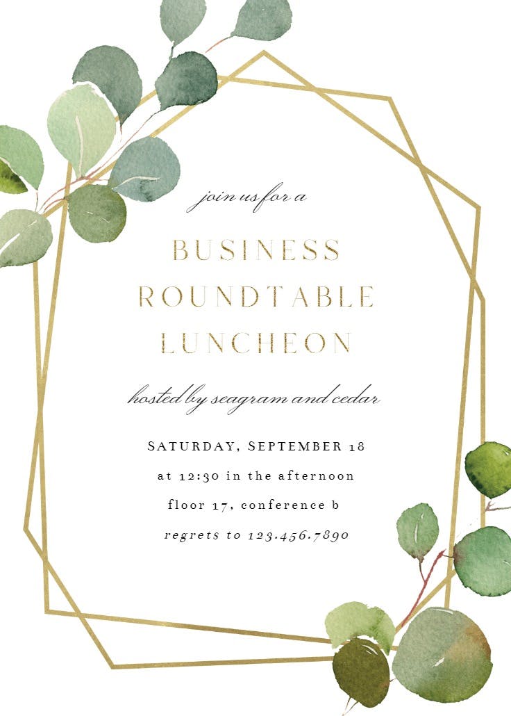 Geometric eucalyptus - party invitation