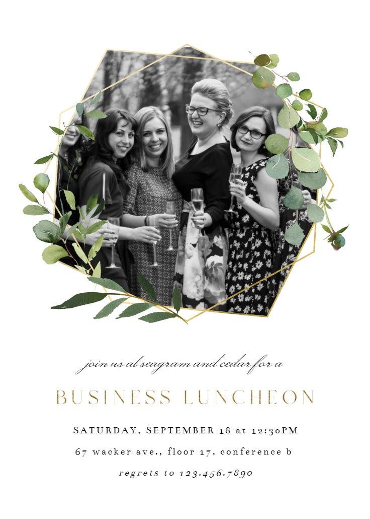Geometric eucalyptus - party invitation